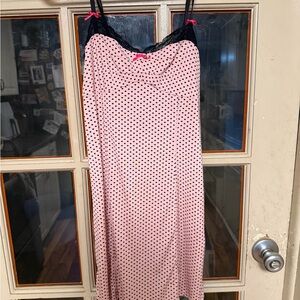 Rare Y2K Betsey Johnson Pink and Black Polka Dot Chemise